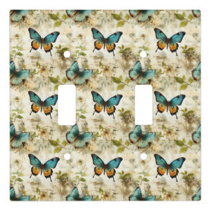 Colorful Vintage Butterflies and Flowers Light Switch Cover