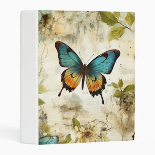 Colorful Vintage Butterflies and Flowers Mini Binder