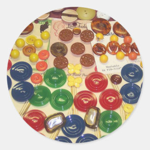 Colorful Vintage Buttons Classic Round Sticker