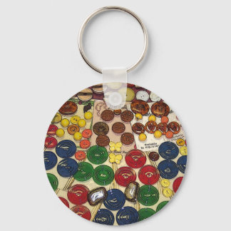 Colorful Vintage Buttons Stylized Keychain