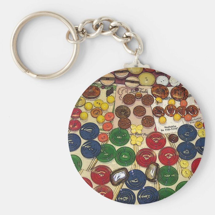 Colorful Vintage Buttons Stylized Keychain