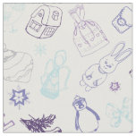 Colorful vintage christmas animals and bird fabric