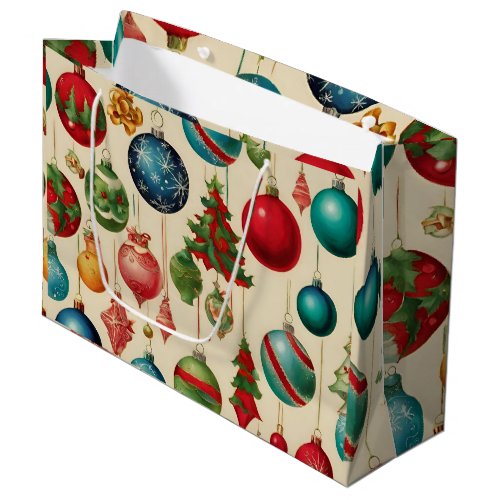 Colorful Vintage Christmas Hanging Ornaments  Large Gift Bag