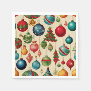 Colorful Vintage Christmas Hanging Ornaments Napkins