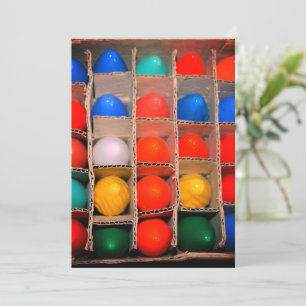 Colorful Vintage Christmas Light Bulbs in a Box Holiday Card