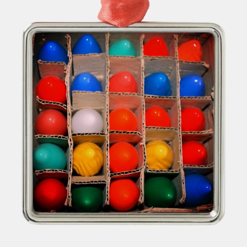 Colorful Vintage Christmas Light Bulbs in a Box Metal Ornament