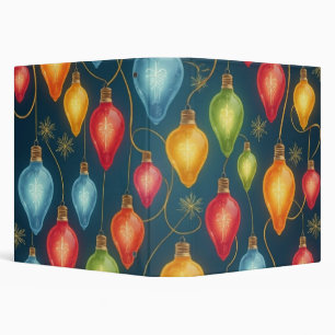 Colorful, vintage Christmas lights decor 3 Ring Binder
