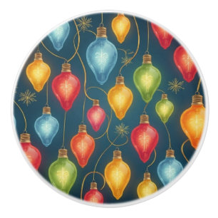 Colorful, vintage Christmas lights decor Ceramic Knob