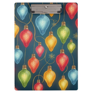 Colorful, vintage Christmas lights decor Clipboard