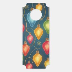 Colorful, vintage Christmas lights decor Door Hanger