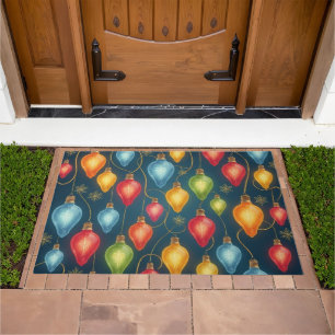 Colorful, vintage Christmas lights decor Doormat