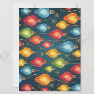 Colorful, vintage Christmas lights decor Holiday Card