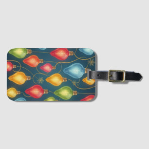 Colorful, vintage Christmas lights decor Luggage Tag