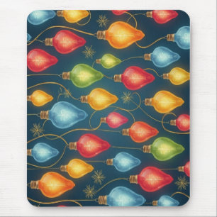Colorful, vintage Christmas lights decor Mouse Pad
