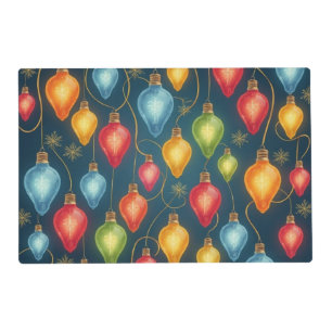 Colorful, vintage Christmas lights decor Placemat