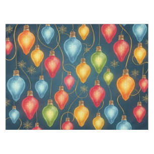 Colorful, vintage Christmas lights decor Tablecloth
