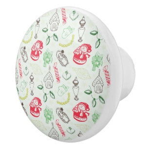 Colorful vintage christmas snowman ceramic knob
