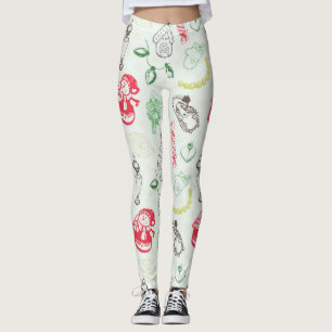 Colorful vintage christmas snowman leggings