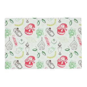 Colorful vintage christmas snowman placemat
