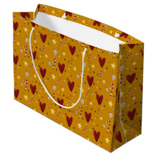 Colorful Vintage Christmas Theme Pattern Large Gift Bag