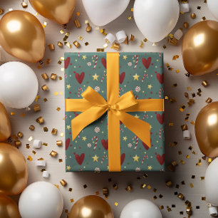 Colorful Vintage Christmas Theme Pattern Wrapping Paper