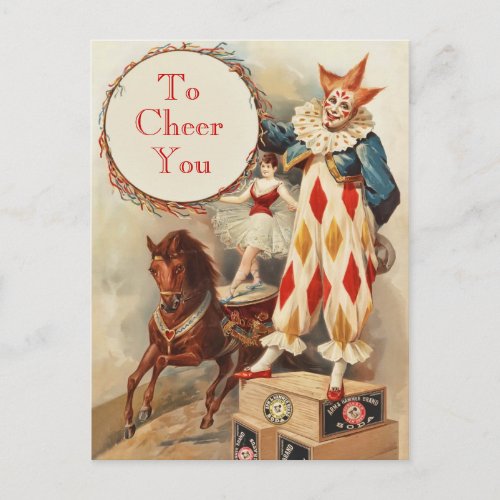 Colorful Vintage Circus Clown Postcard