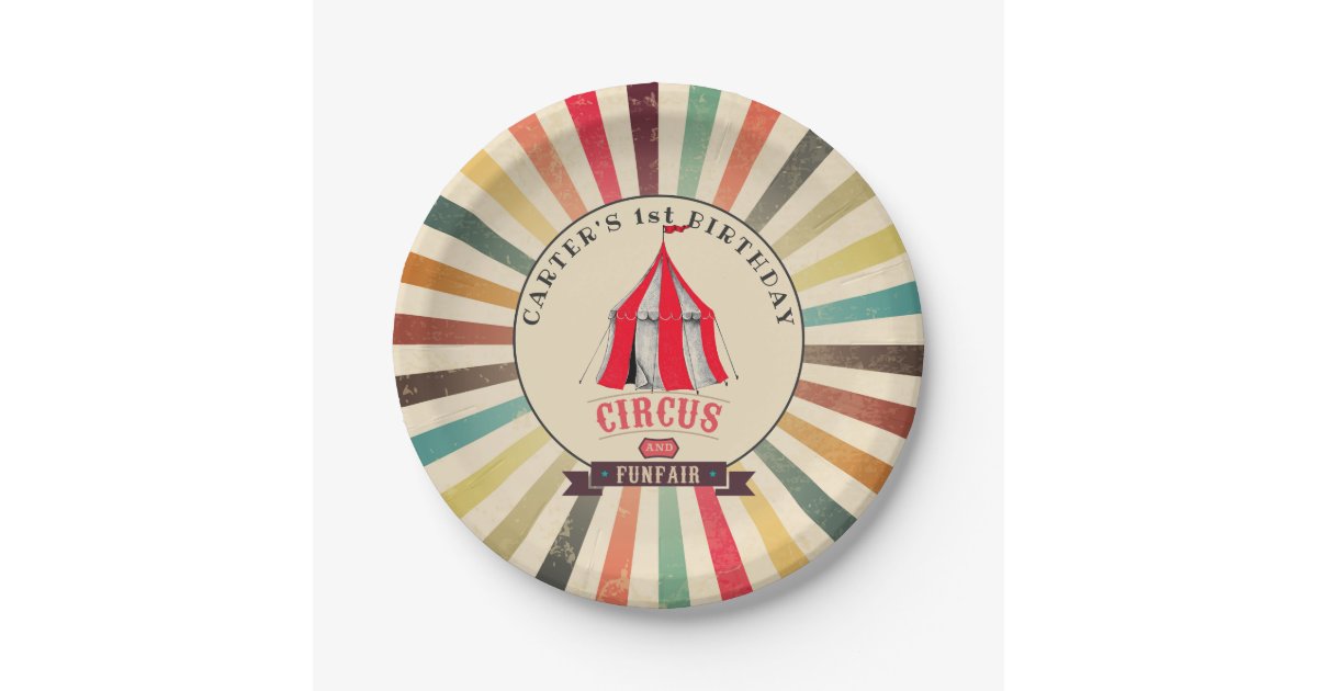 Colorful Vintage Circus Personalized Party Plate | Zazzle.com