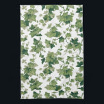 Colorful Vintage Climbing Ivy Kitchen Towel<br><div class="desc">Pretty and clean botanical print featuring climbing ivy leaves and vines in light and dark green on a white background.</div>