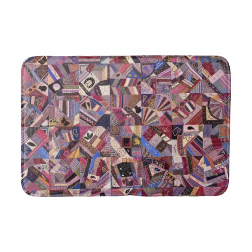 Colorful Vintage Crazy Quilt Bath Mat