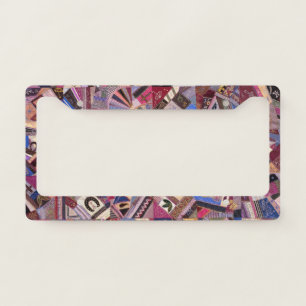 Colorful Vintage Crazy Quilt License Plate Frame