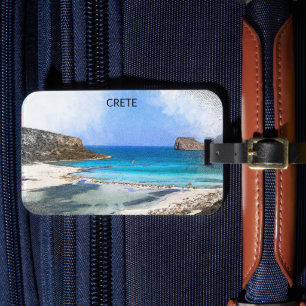Colorful Vintage Crete Greece Painting Luggage Tag