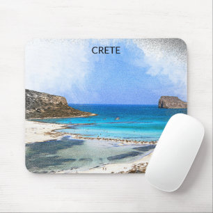 Colorful Vintage Crete Greece Painting Mouse Pad