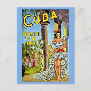 Colorful Vintage Cuba Travel Postcard