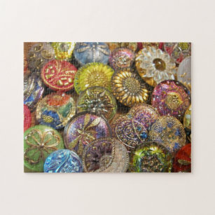 Colorful Vintage Czech Glass Sewing Buttons Jigsaw Puzzle