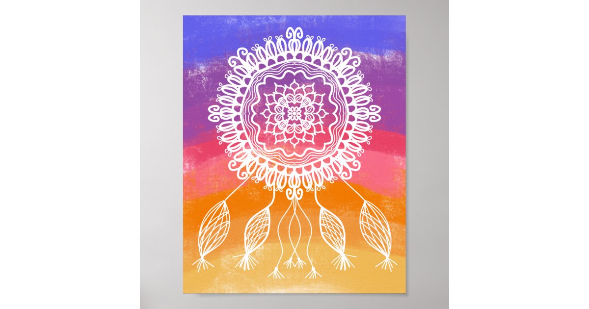 Colorful Vintage Dream Catcher Art Poster | Zazzle