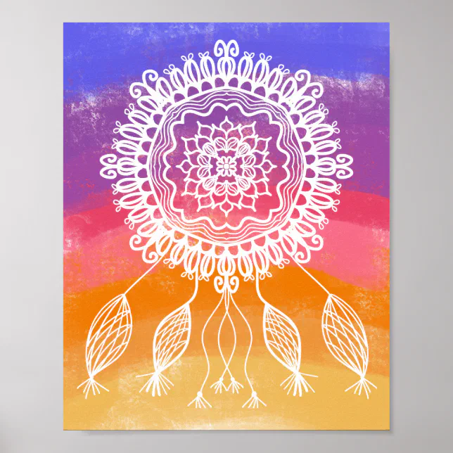Colorful Vintage Dream Catcher Art Poster | Zazzle