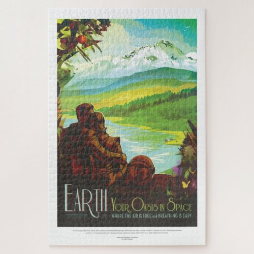 Colorful Vintage Earth as Oasis for Space Travel Jigsaw Puzzle