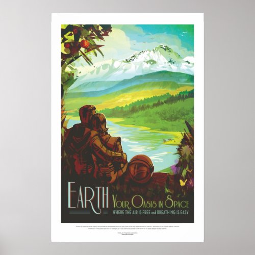 Colorful Vintage Earth as Oasis for Space Travel Poster