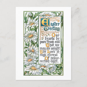 Colorful Vintage Easter Greeting with Daisies Holiday Postcard