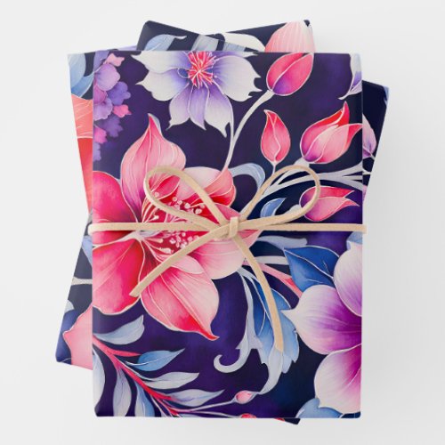 Colorful Vintage Fabric Art Wrapping Paper Sheets