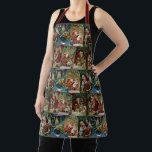 Colorful Vintage Father Christmas Collage Apron<br><div class="desc">Colorful vintage repeating holiday pattern featuring collage of restored Victorian greeting card illustrations depicting festive scenes of Father Christmas.</div>