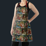 Colorful Vintage Father Christmas Collage Apron<br><div class="desc">Colorful vintage repeating holiday pattern featuring collage of restored Victorian greeting card illustrations depicting festive scenes of Father Christmas.</div>