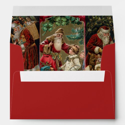 Colorful Vintage Father Christmas Collage Envelope