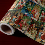 Colorful Vintage Father Christmas Collage Wrapping Paper<br><div class="desc">Colorful vintage repeating holiday pattern featuring collage of restored Victorian greeting card illustrations depicting festive scenes of Father Christmas.</div>
