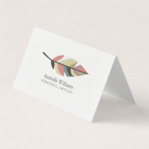 Colorful Vintage Feather Business Card