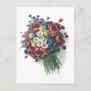 Colorful Vintage Floral Bouquet Postcard