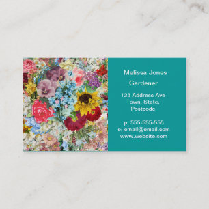Colorful Vintage Floral Business Card
