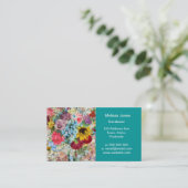 Colorful Vintage Floral Business Card (Standing Front)