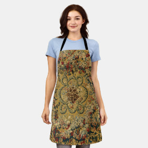 Colorful Vintage Floral Carpet Pattern Apron