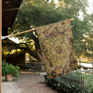 Colorful Vintage Floral Carpet Pattern House Flag